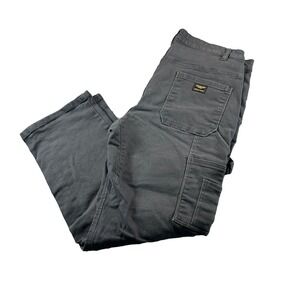 Caterpillar Work Pants Mens 36x30 Gray Carpenter Double Knee Utility Stretch